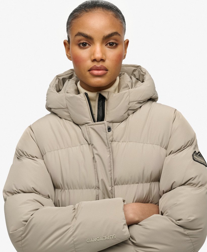 Hooded Sports Puffer Mid Length Jacket - XNAUWBI