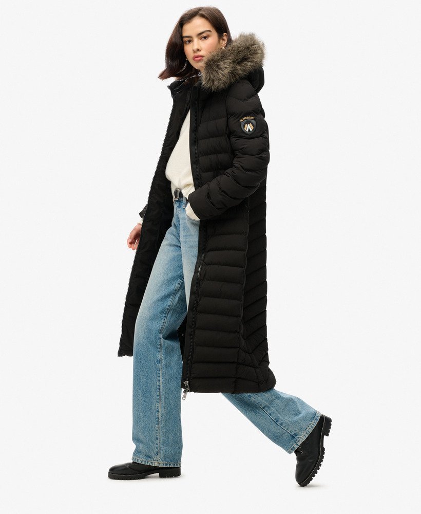 Fuji Faux Fur Hooded Longline Jacket - XNAUWBI