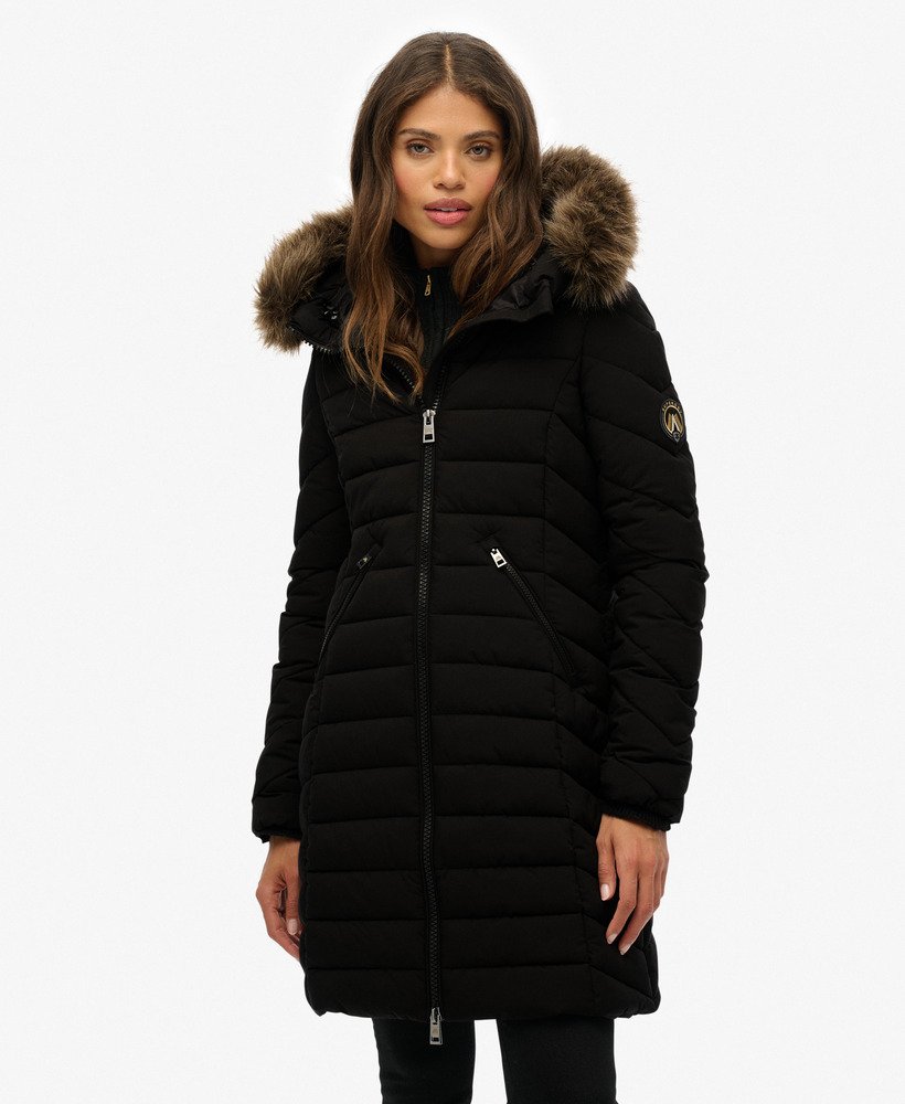 Fuji Faux Fur Hooded Mid Length Coat - XNAUWBI