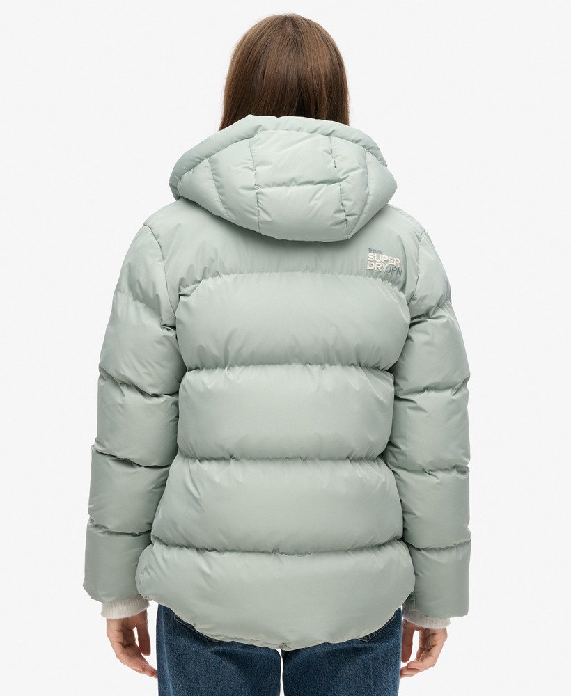 Hooded Mid Length Sports Puffer Jacket - XNAUWBI