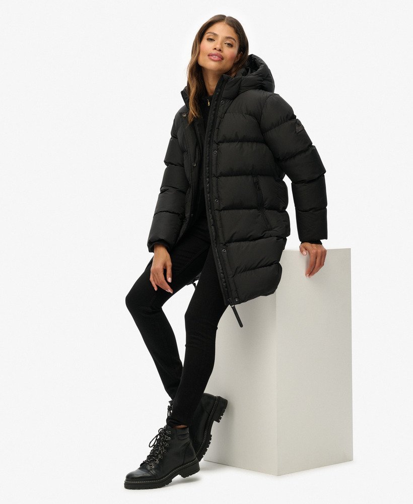 Hooded Sports Puffer Mid Length Jacket - XNAUWBI