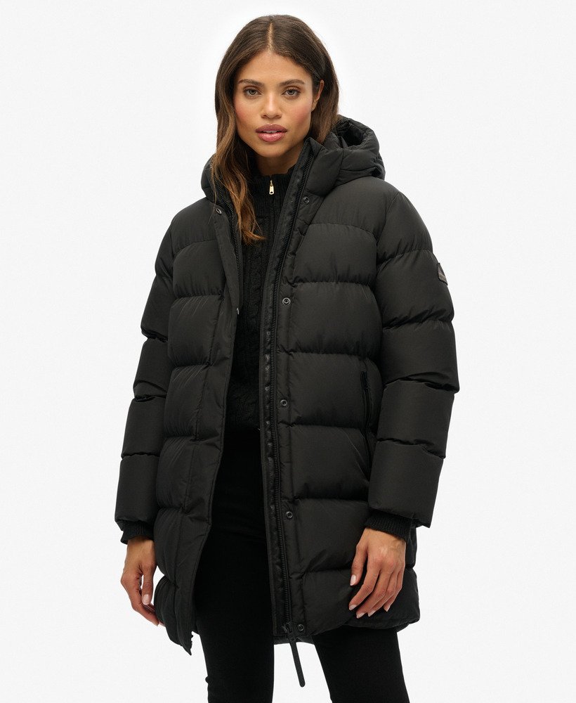 Hooded Sports Puffer Mid Length Jacket - XNAUWBI