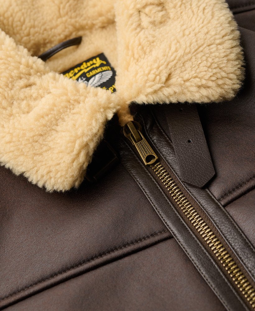 Oversized Faux Shearling Aviator Jacket - XNAUWBI