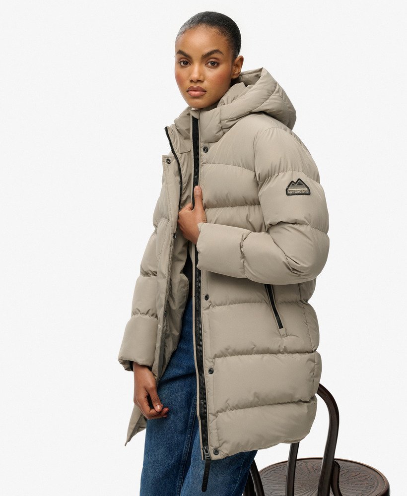 Hooded Sports Puffer Mid Length Jacket - XNAUWBI