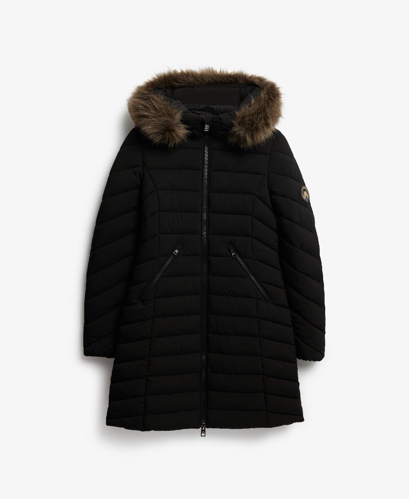 Fuji Faux Fur Hooded Mid Length Coat - XNAUWBI