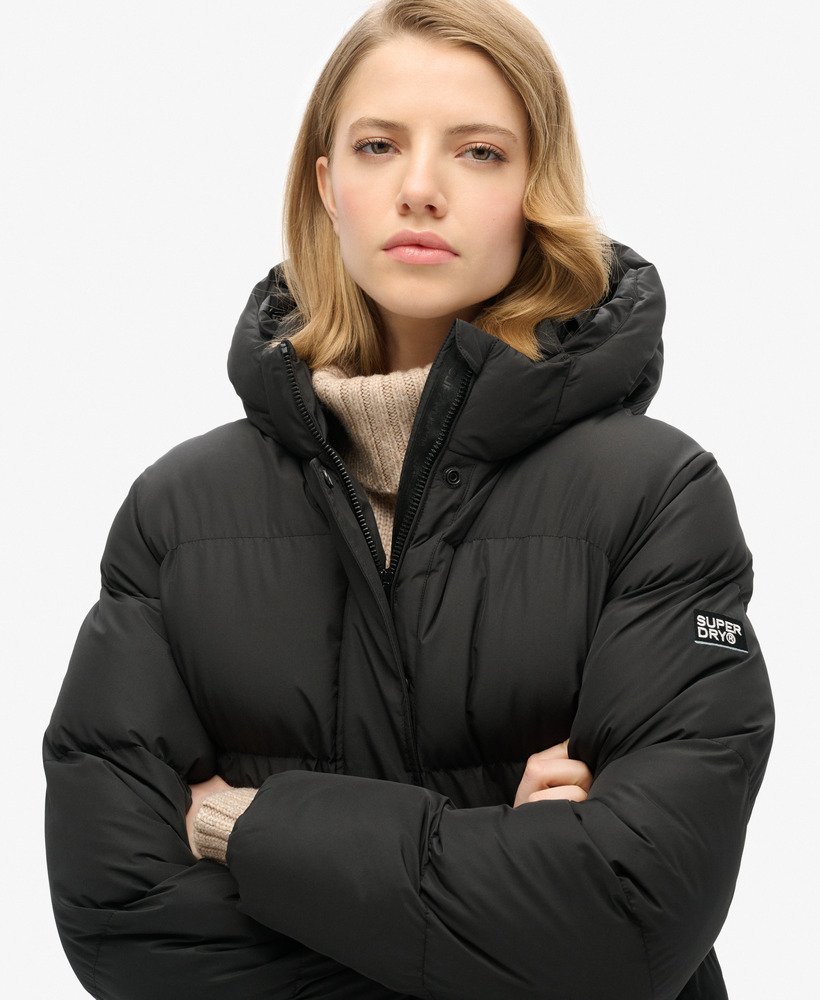 Hooded Mid Length Sports Puffer Jacket - XNAUWBI