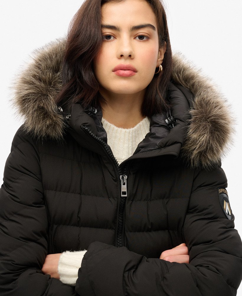 Fuji Faux Fur Hooded Longline Jacket - XNAUWBI