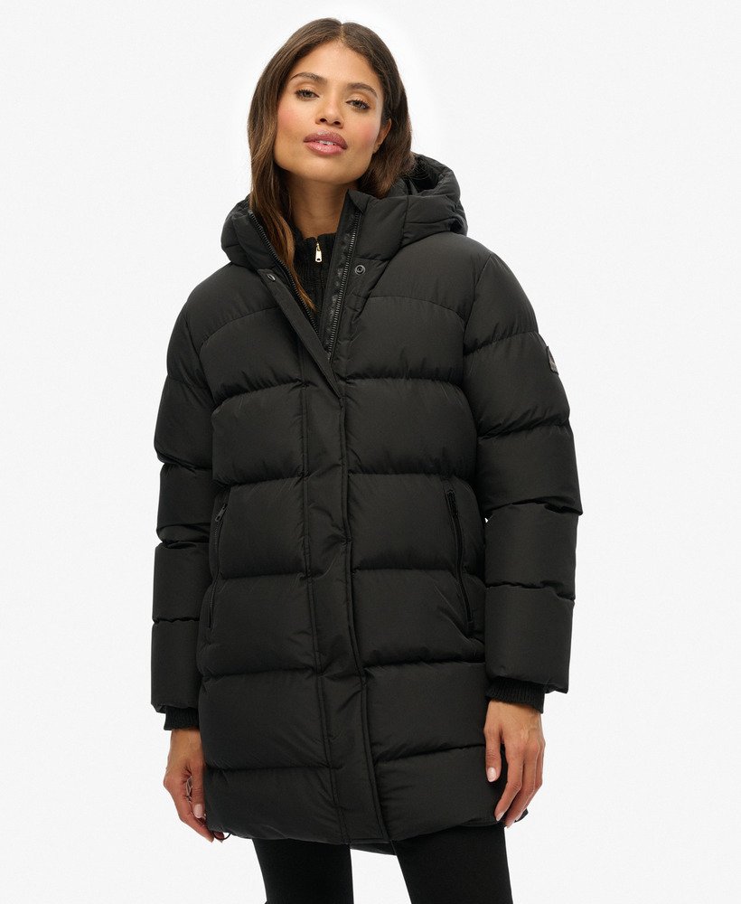 Hooded Sports Puffer Mid Length Jacket - XNAUWBI