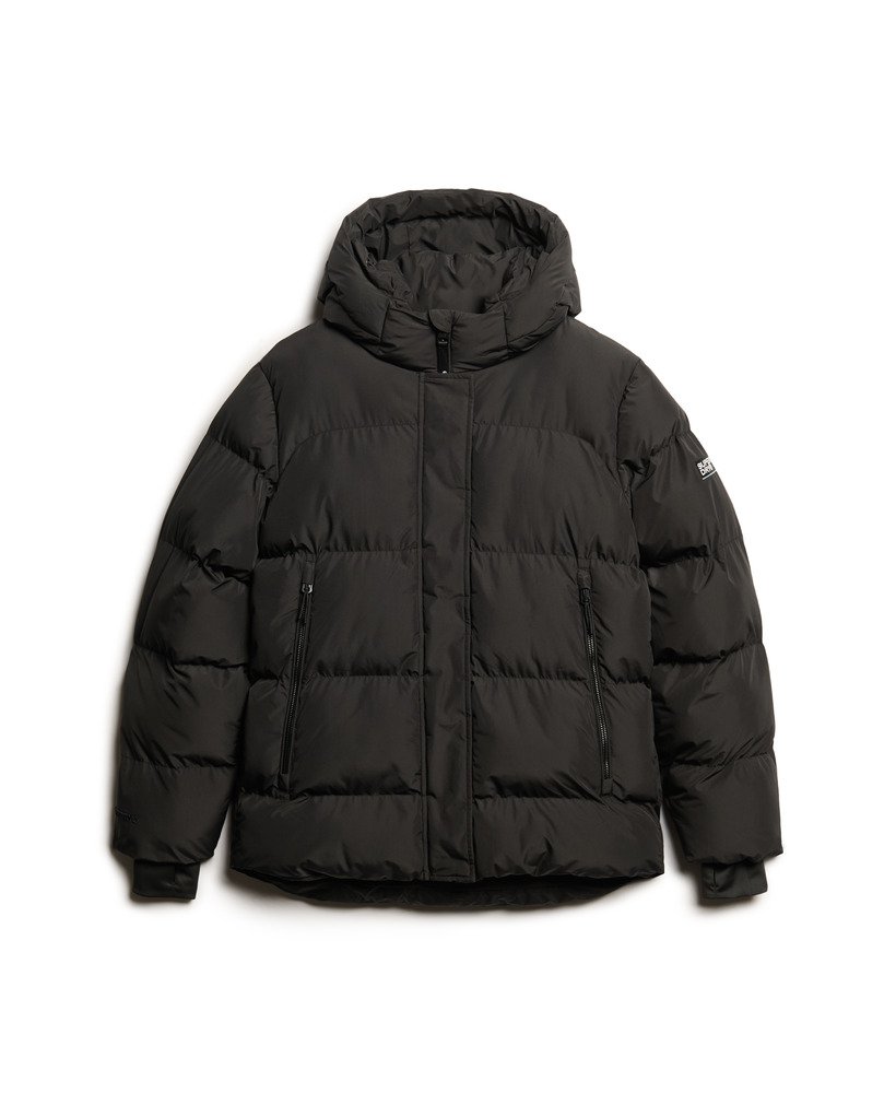Hooded Mid Length Sports Puffer Jacket - XNAUWBI