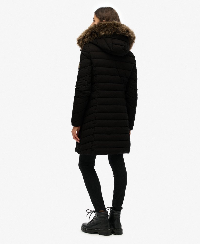 Fuji Faux Fur Hooded Mid Length Coat - XNAUWBI