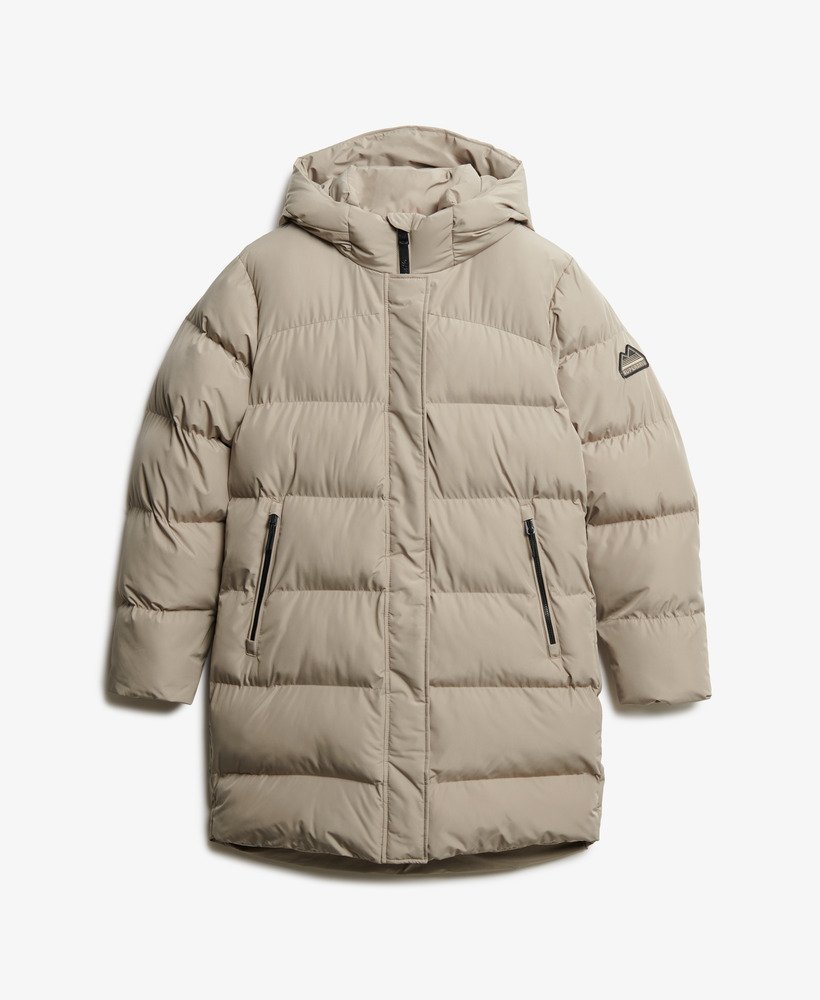 Hooded Sports Puffer Mid Length Jacket - XNAUWBI