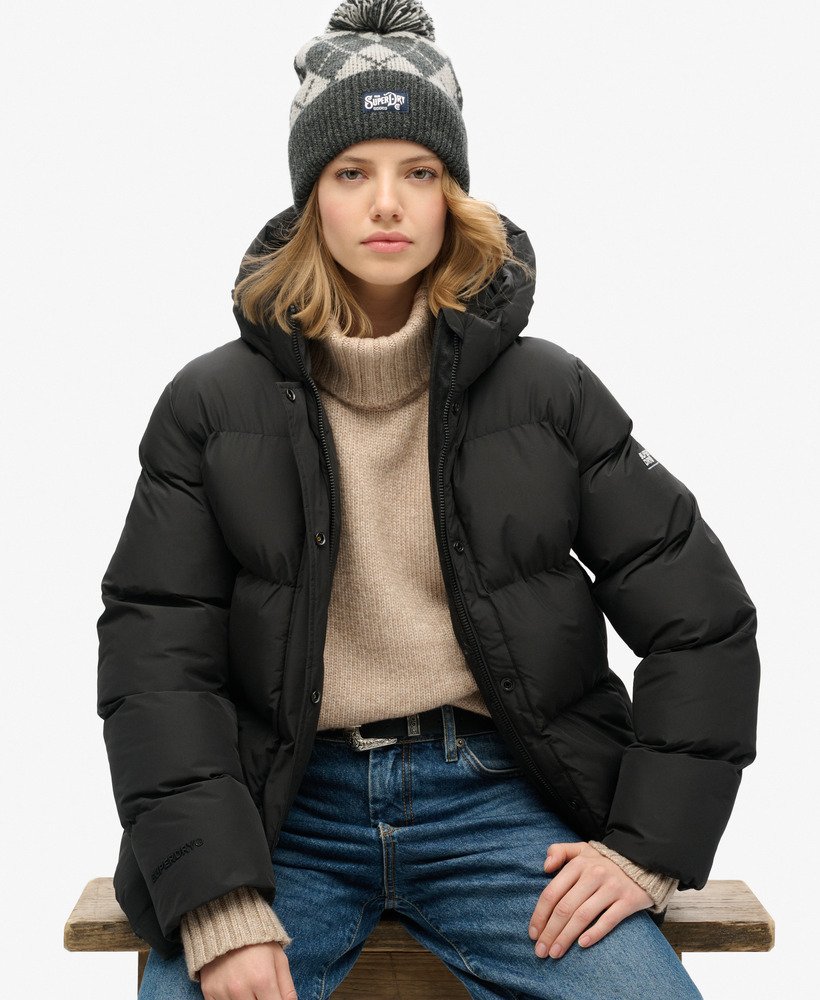 Hooded Mid Length Sports Puffer Jacket - XNAUWBI