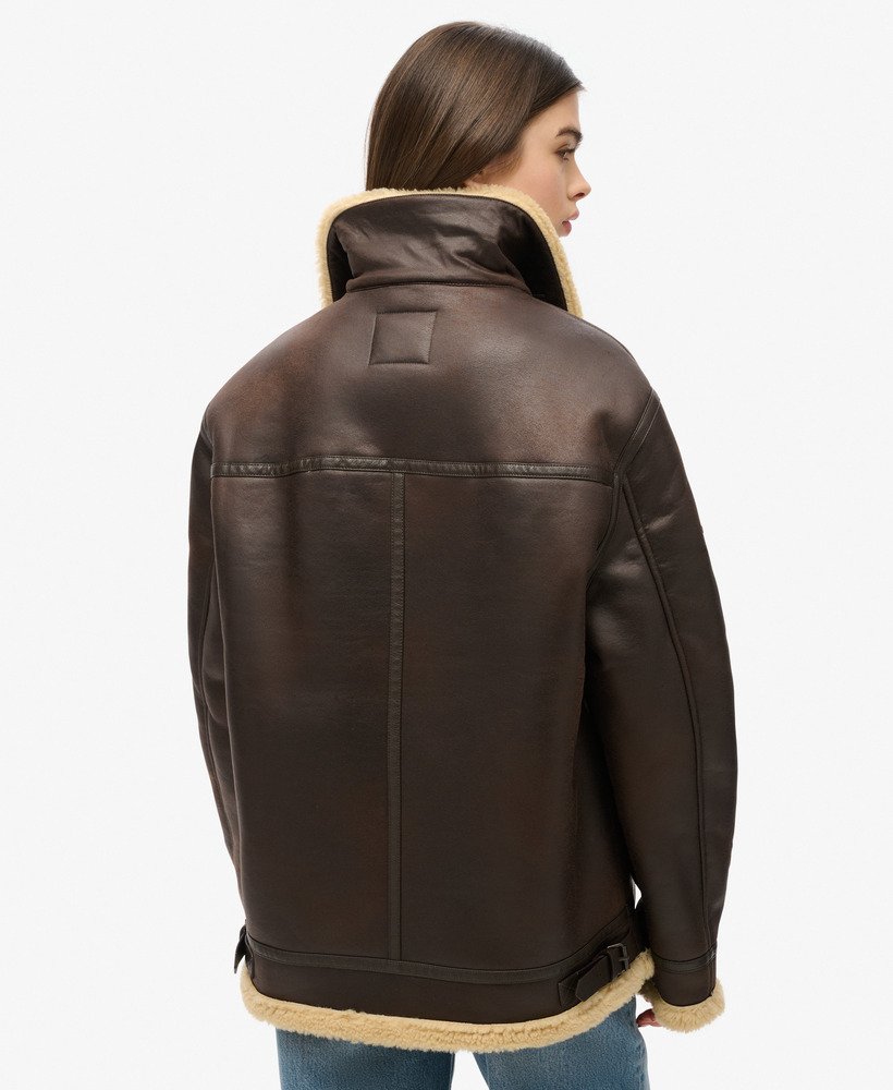 Oversized Faux Shearling Aviator Jacket - XNAUWBI