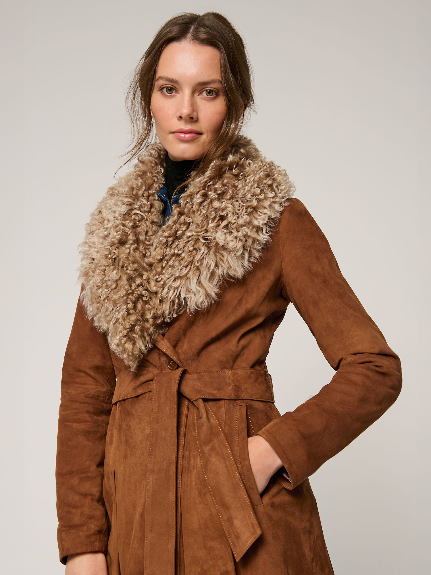 Alicia Suede Leather Coat - XNAUWBI