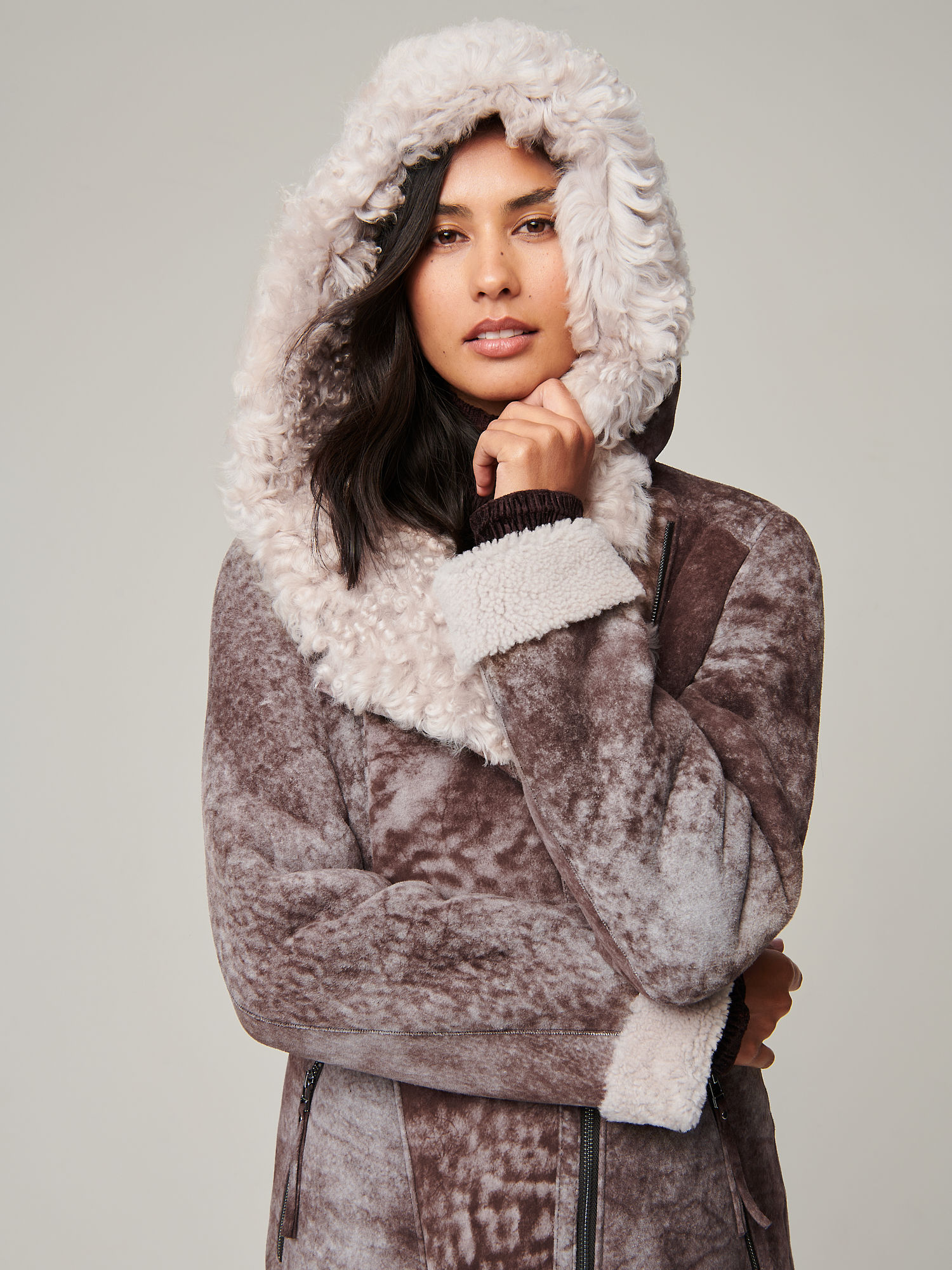 Galina Hooded Sheepskin Coat - XNAUWBI