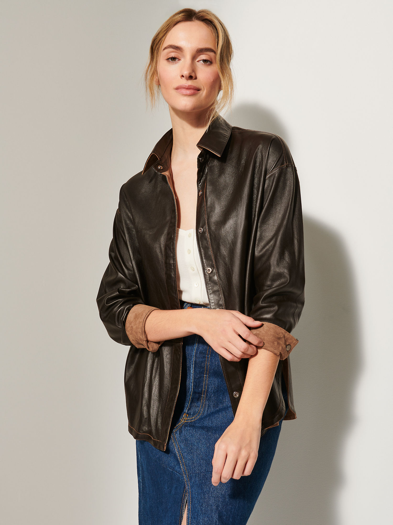 Tara Reversible Suede Leather Shirt Jacket - XNAUWBI