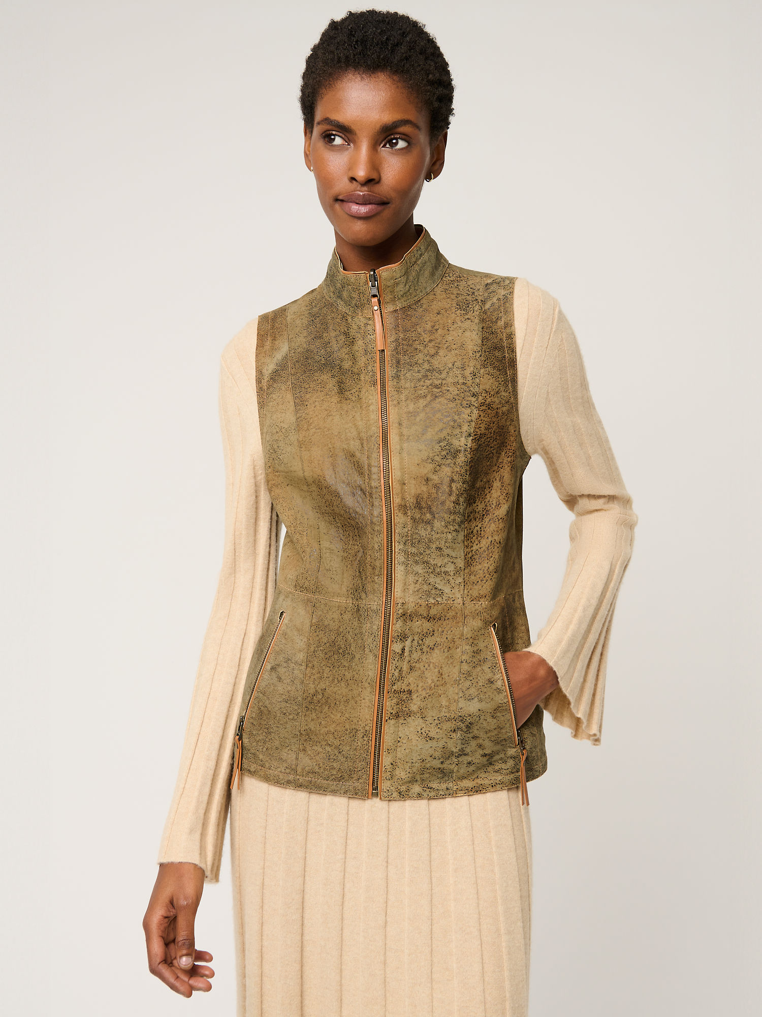 Brandy Reversible Suede Leather Vest - XNAUWBI