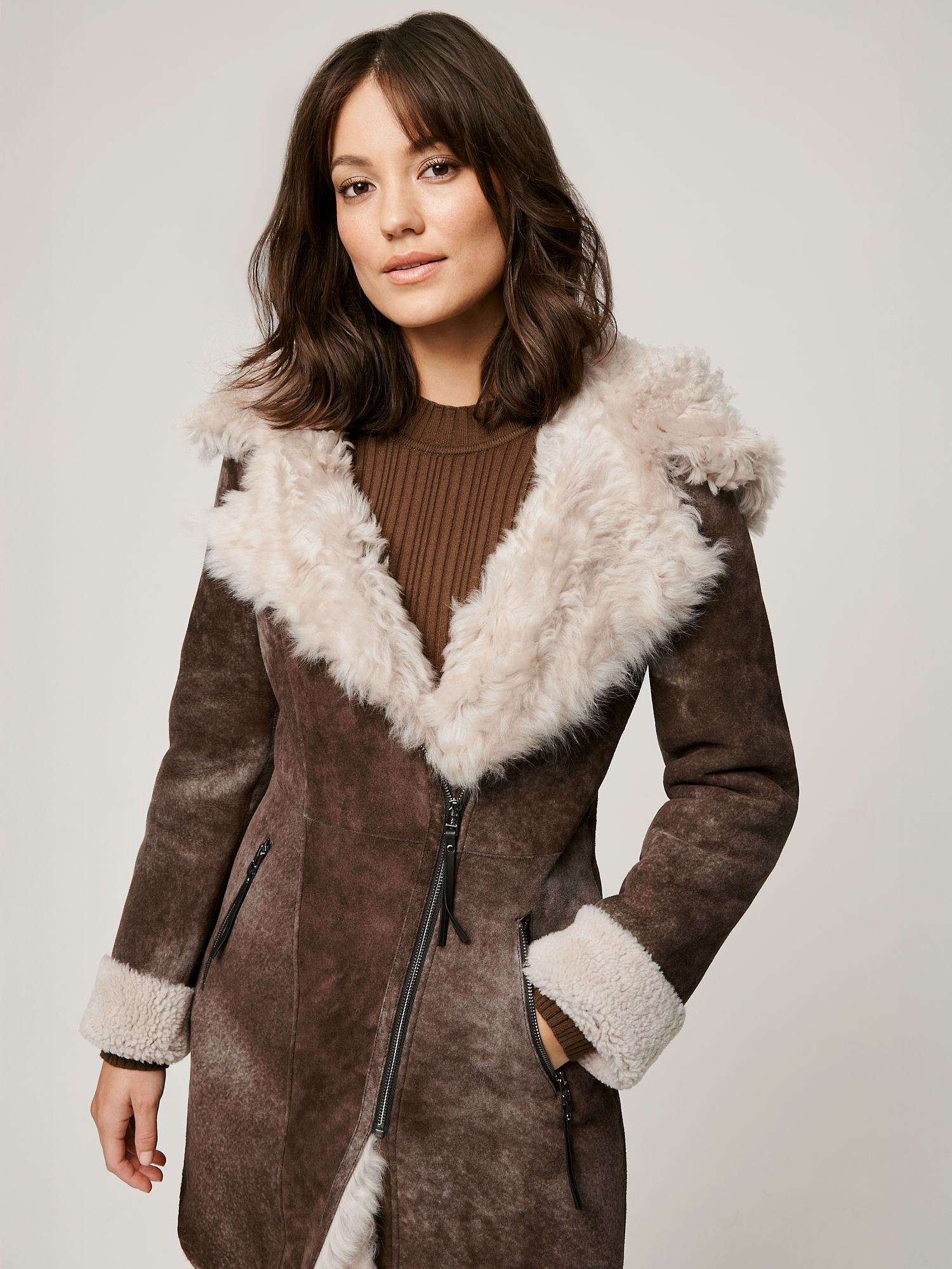 Galina Hooded Sheepskin Coat - XNAUWBI