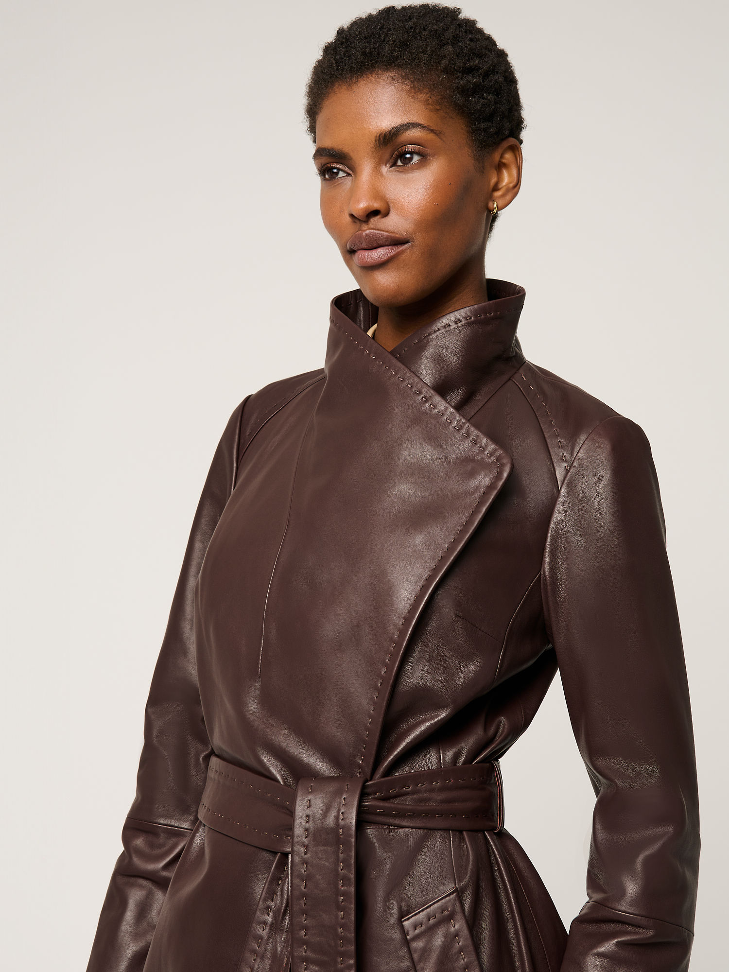 Erin Leather Trench Coat - XNAUWBI
