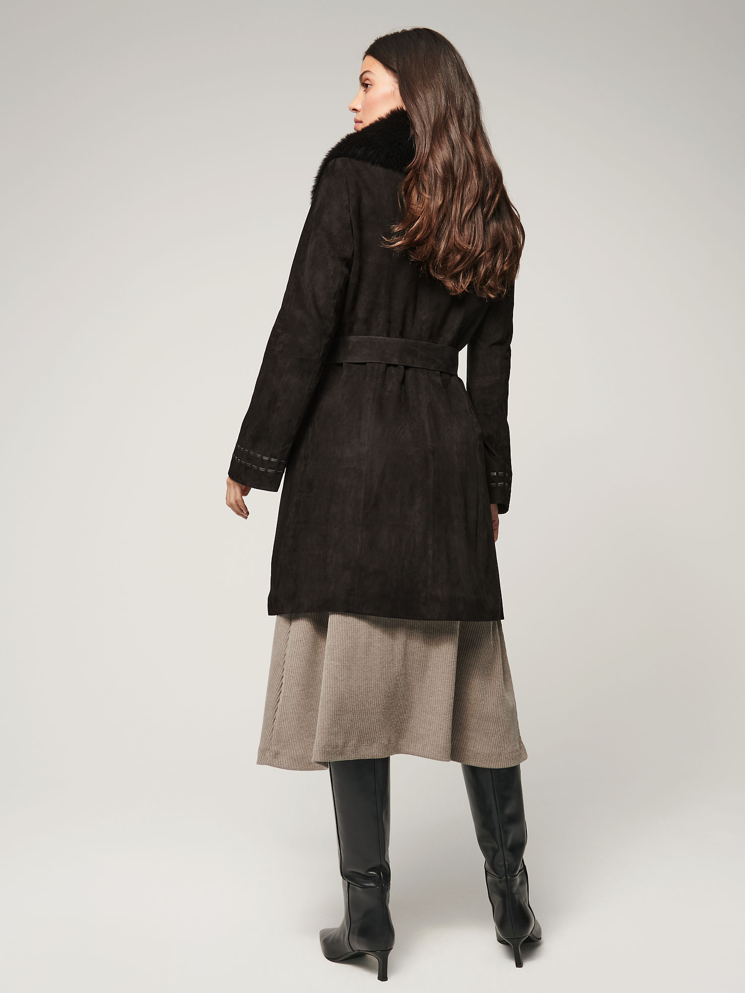 Felicity Suede Leather Coat - XNAUWBI