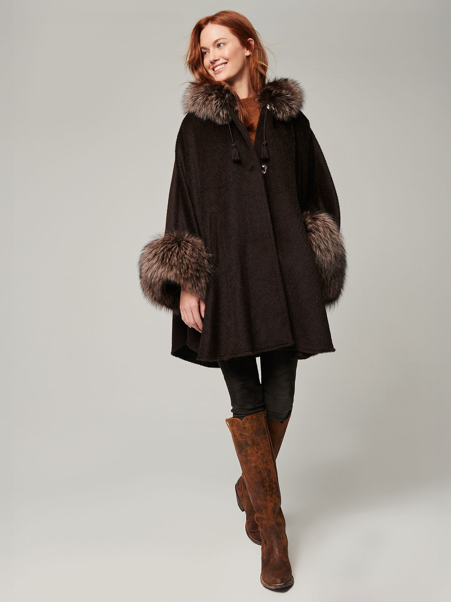 Ashby Hooded Alpaca Wool-Blend Cape - XNAUWBI