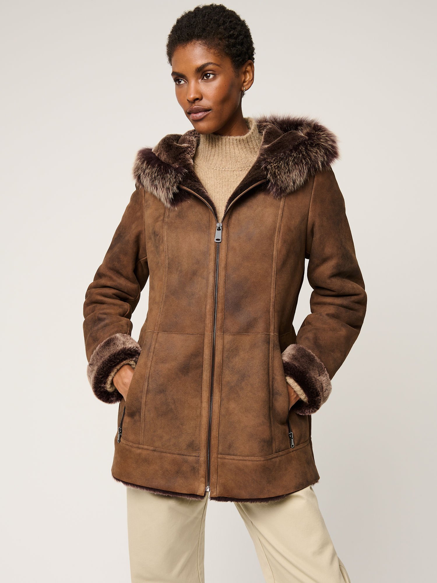 Claire Hooded Toscana Sheepskin Coat - XNAUWBI