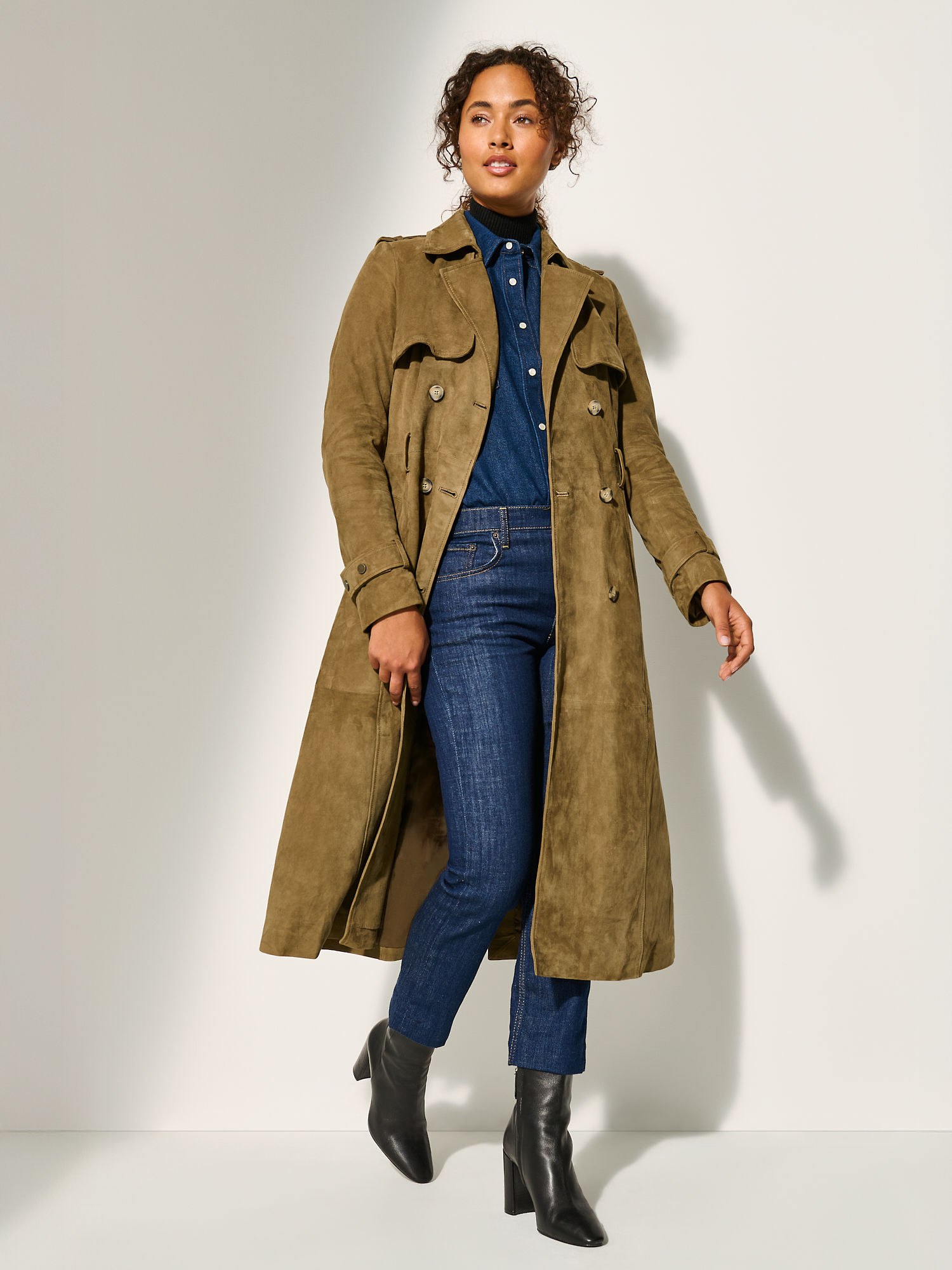 Trinity Suede Trench Coat - XNAUWBI