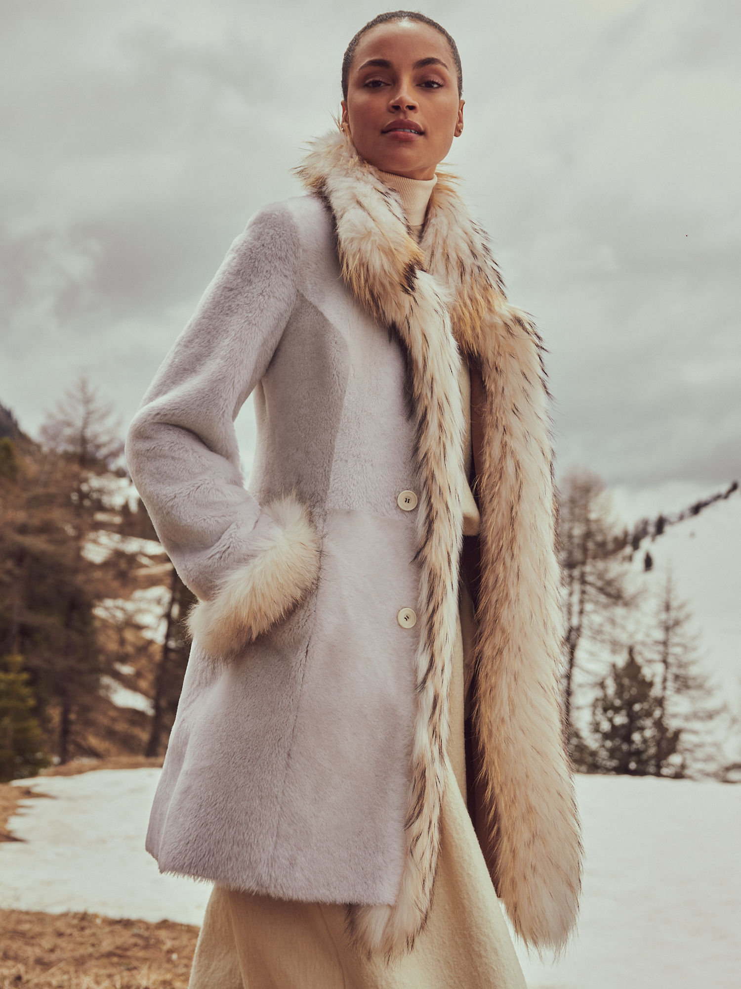 Chantal Reversible Cream Sheepskin Coat - XNAUWBI