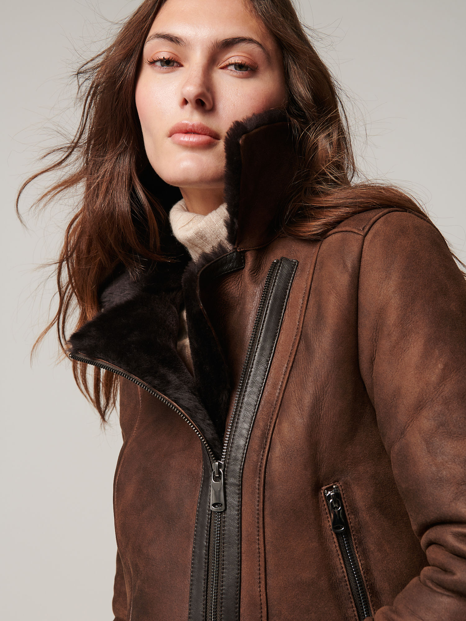 Mila Sheepskin Moto Jacket - XNAUWBI