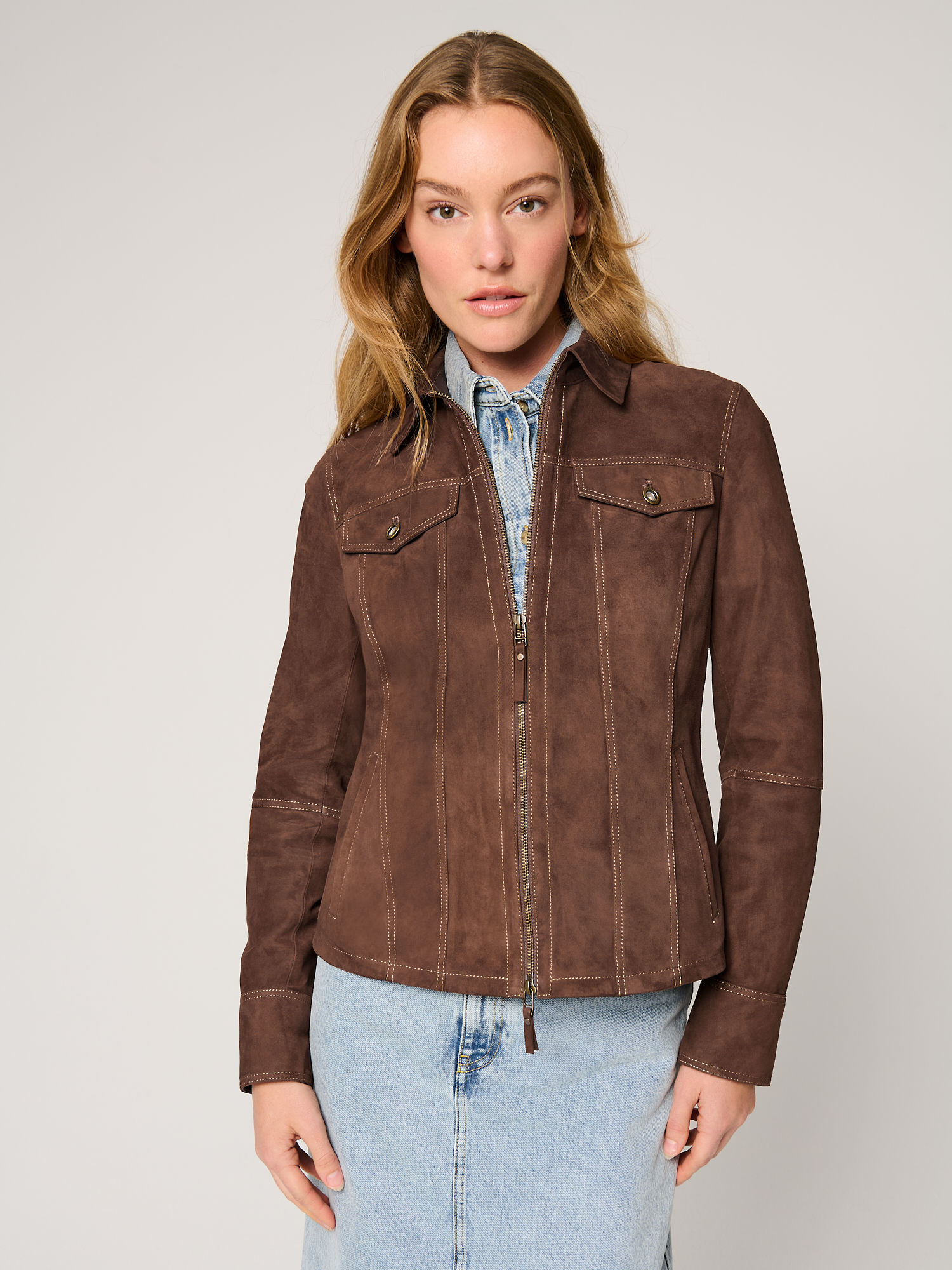 Samantha Suede Leather Jacket - XNAUWBI