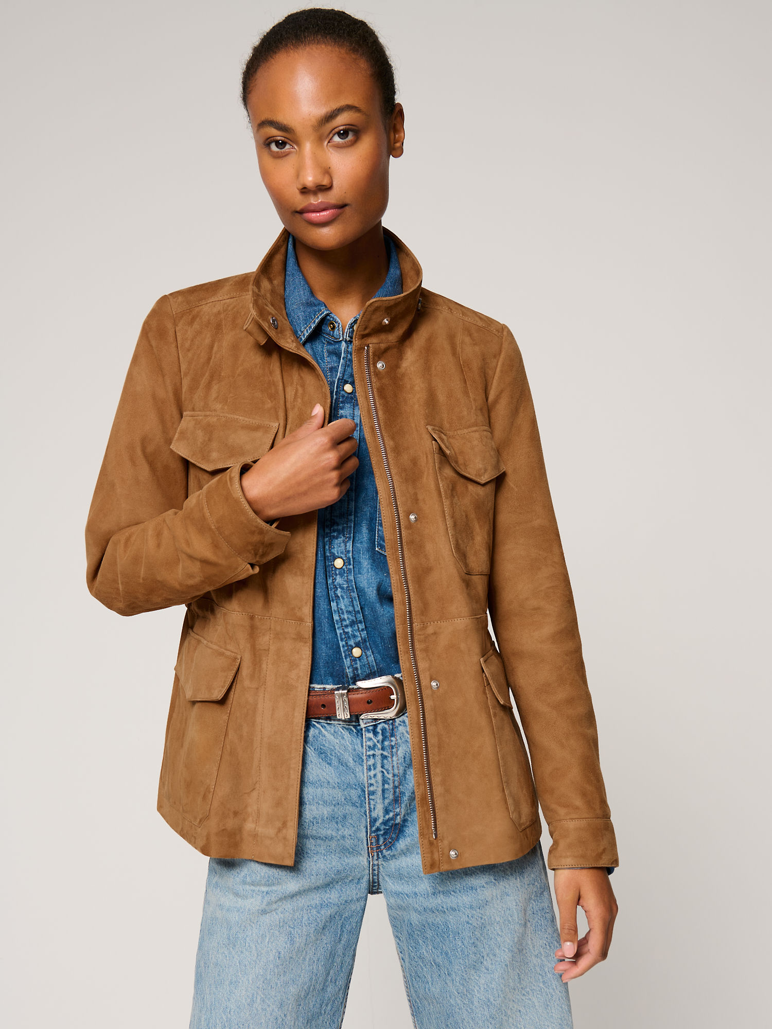 Angie Suede Leather Jacket - XNAUWBI