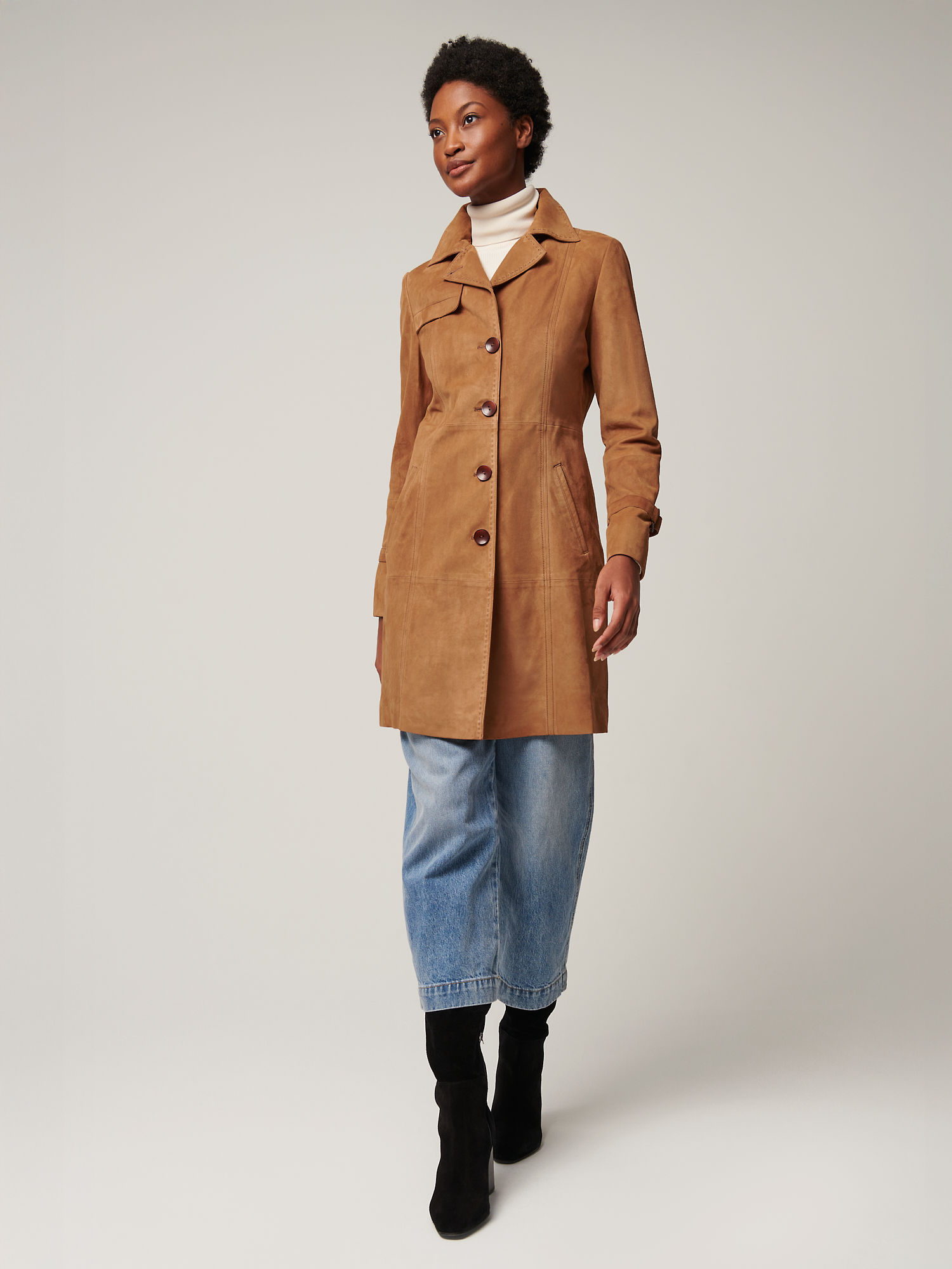 Mia Suede Leather Trench Coat - XNAUWBI