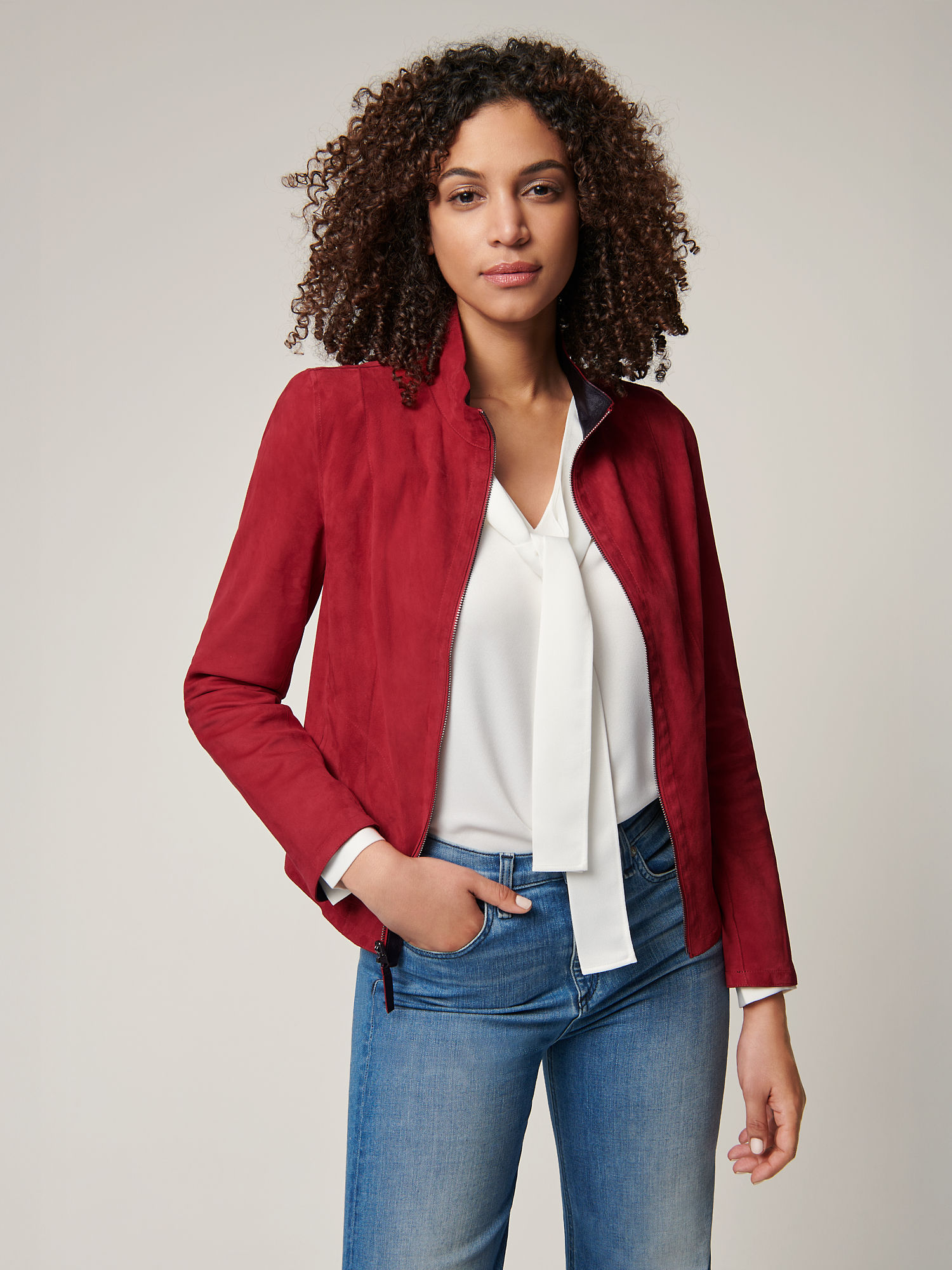 Kayla Reversible Suede Leather Jacket - XNAUWBI