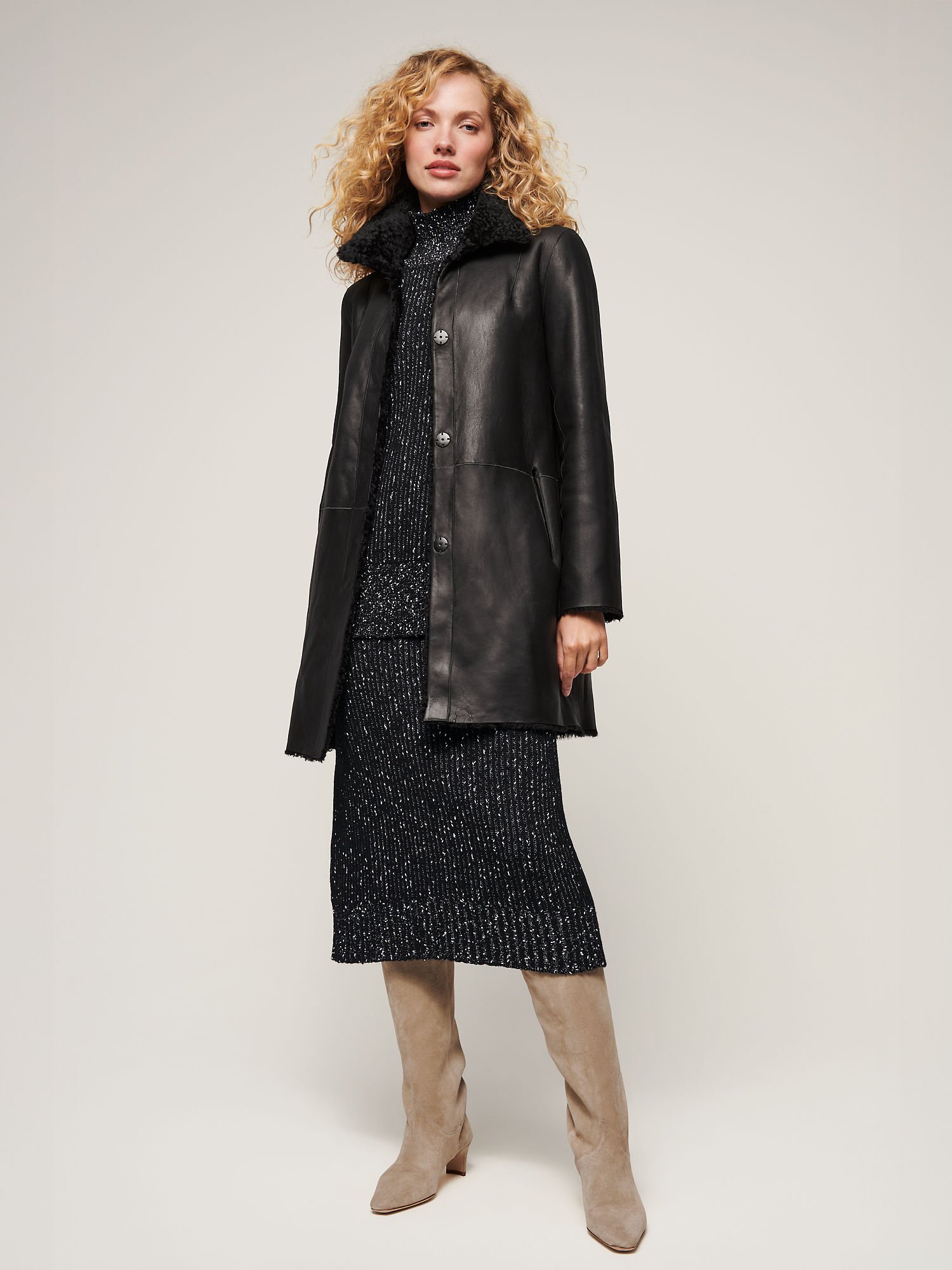 Carmen Reversible Curly Sheepskin Coat - XNAUWBI