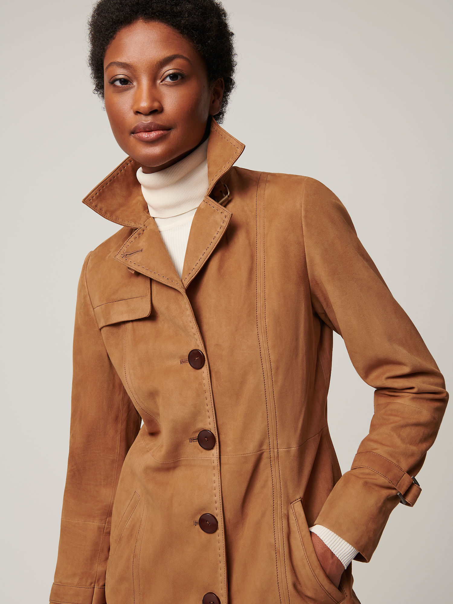 Mia Suede Leather Trench Coat - XNAUWBI