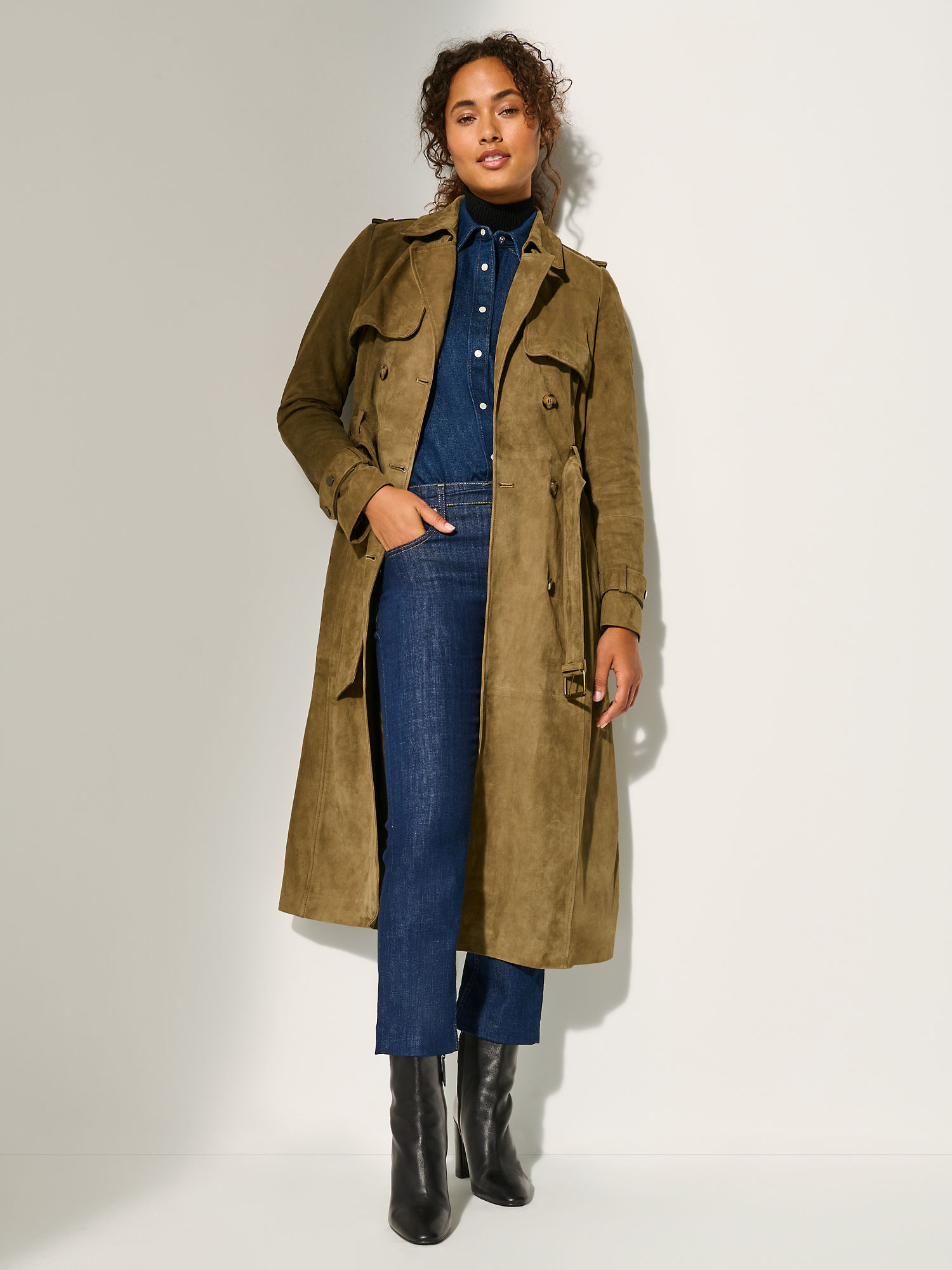 Trinity Suede Trench Coat - XNAUWBI