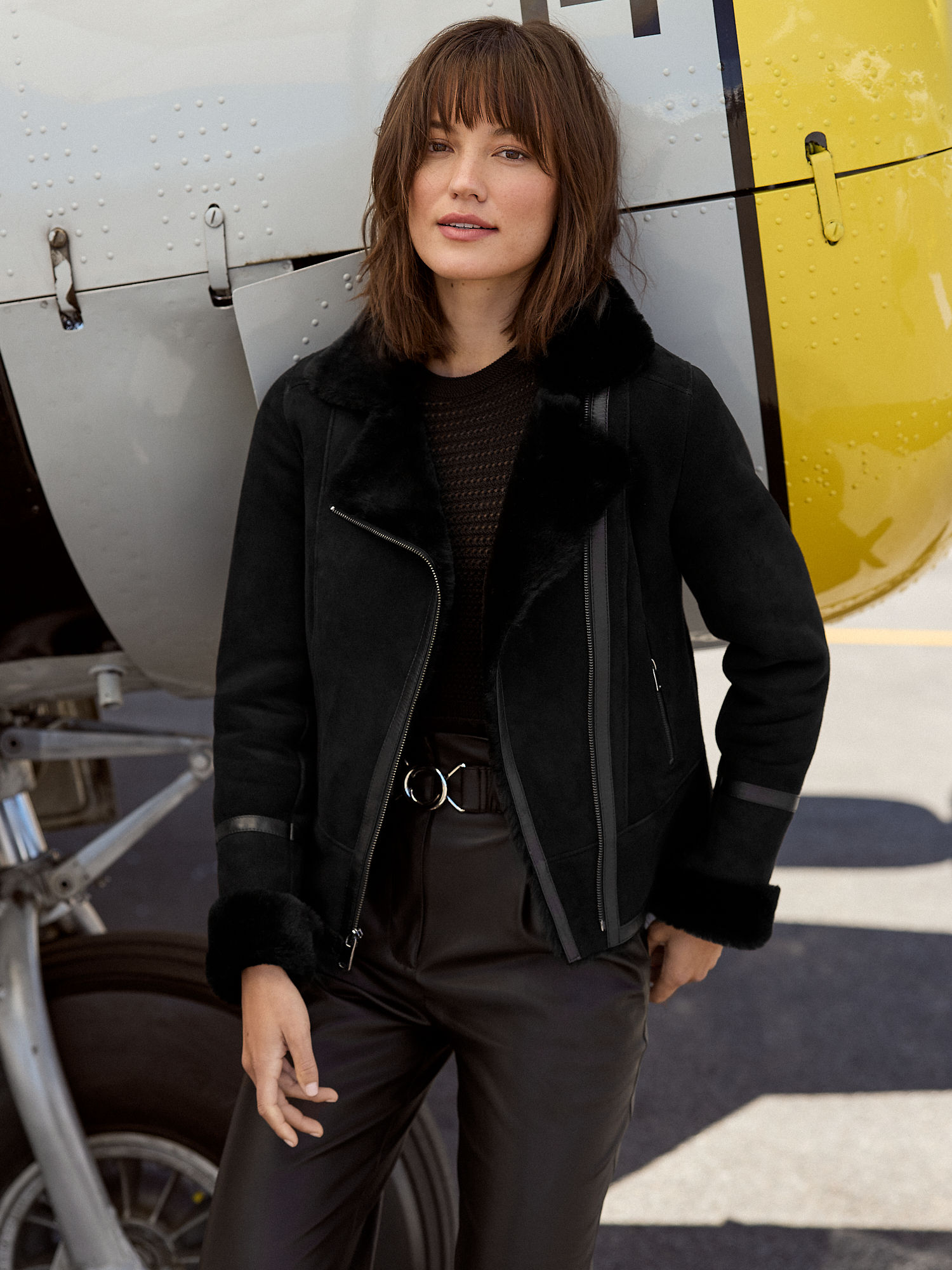 Mila Sheepskin Moto Jacket - XNAUWBI