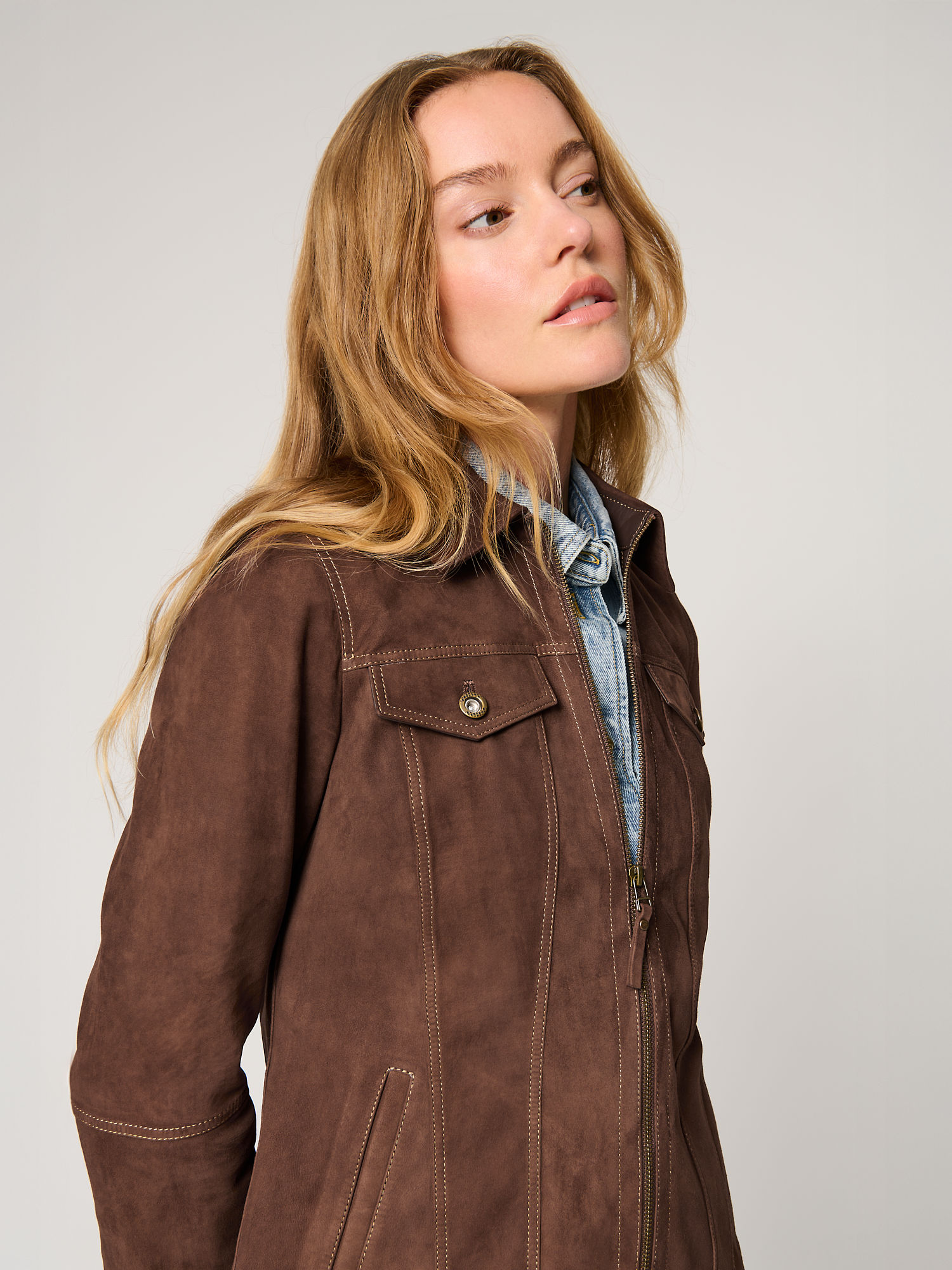 Samantha Suede Leather Jacket - XNAUWBI