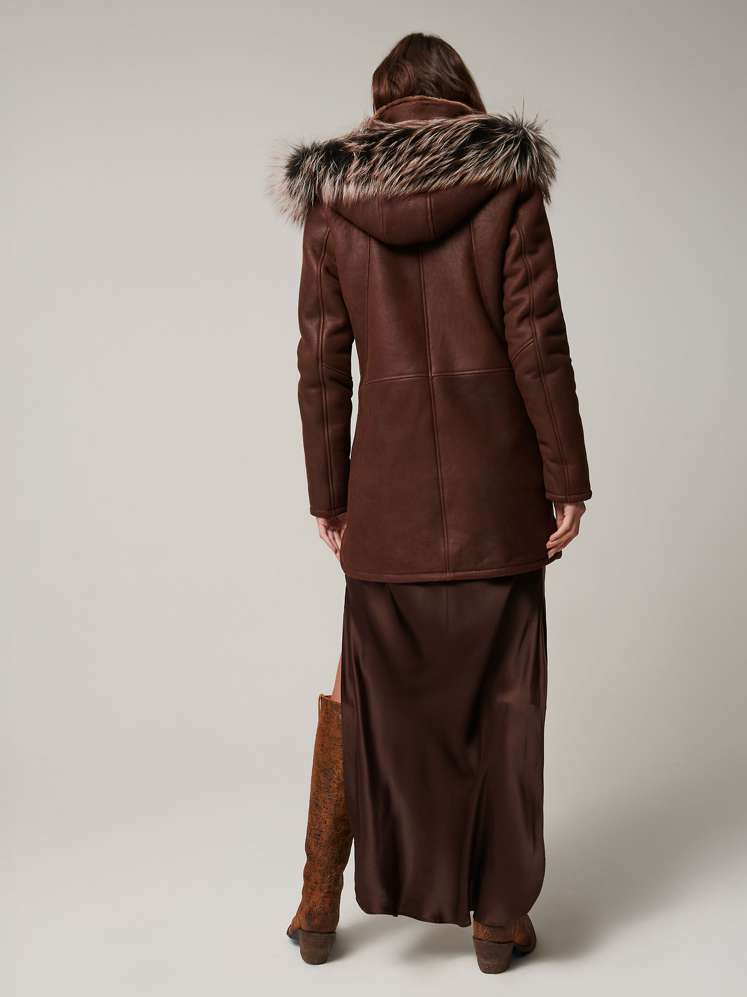 Paula Hooded Sheepskin Coat - XNAUWBI