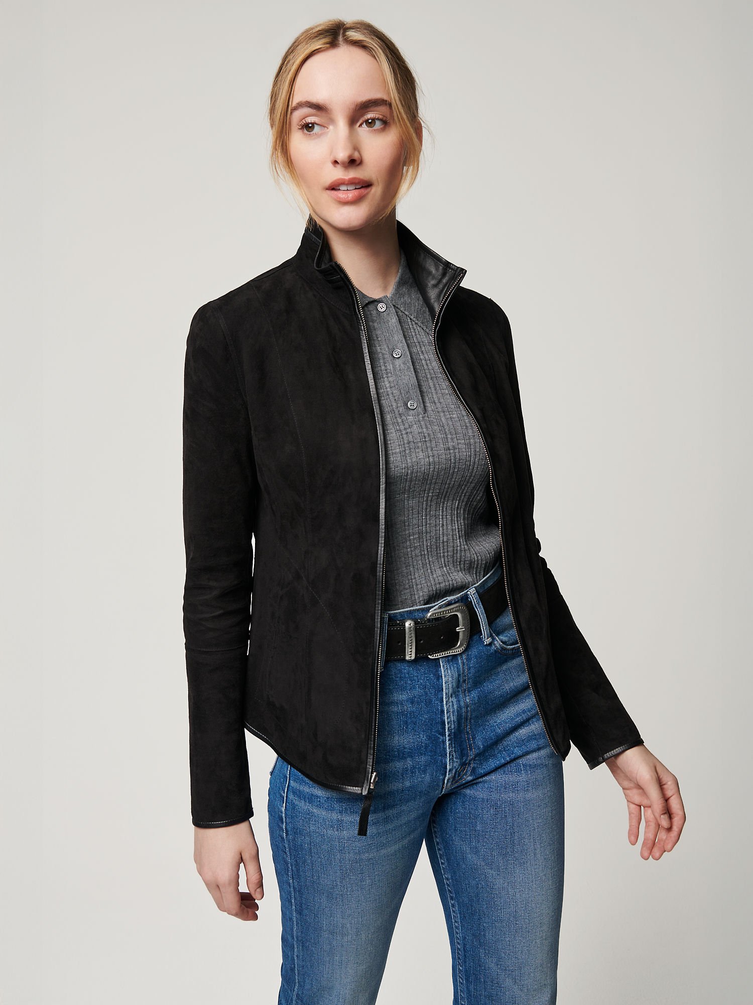 Ally Reversible Suede Leather Jacket - XNAUWBI