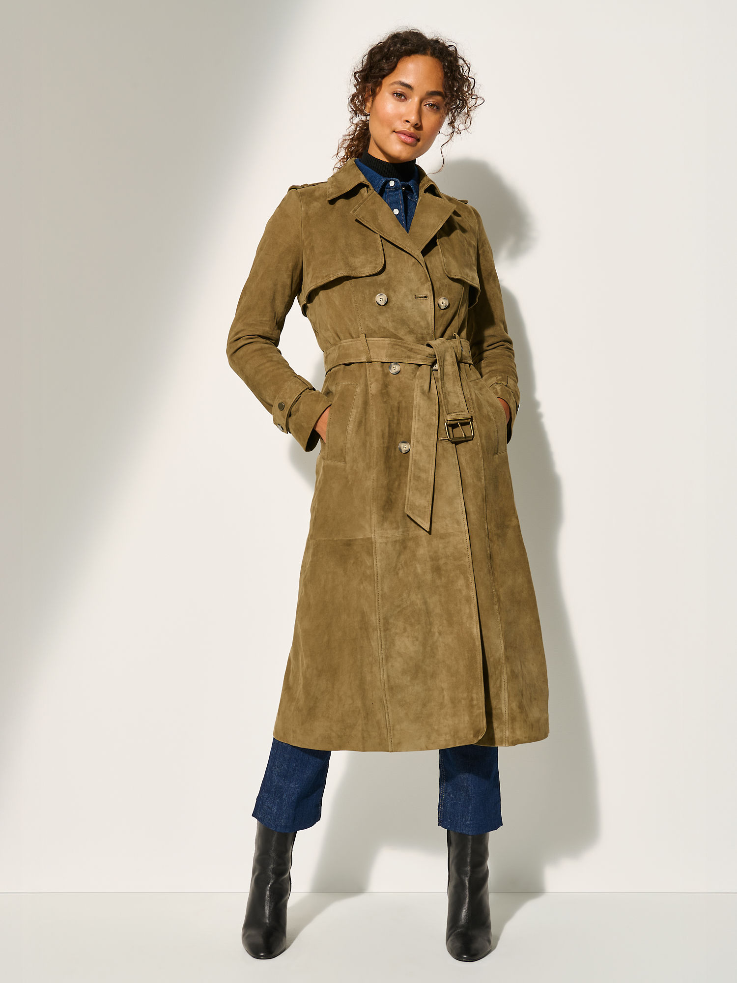 Trinity Suede Trench Coat - XNAUWBI