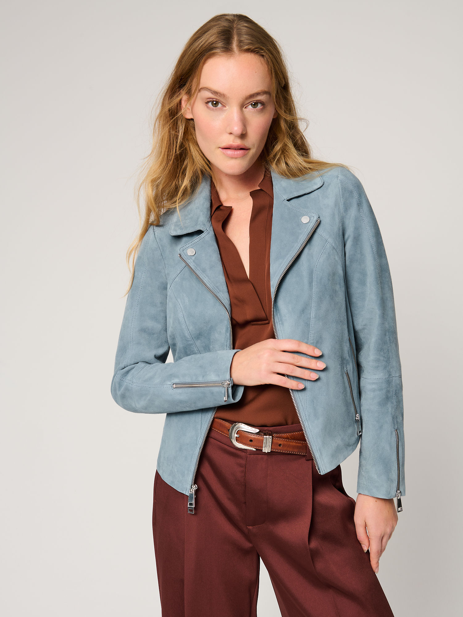 Izzy Suede Leather Moto Jacket - XNAUWBI