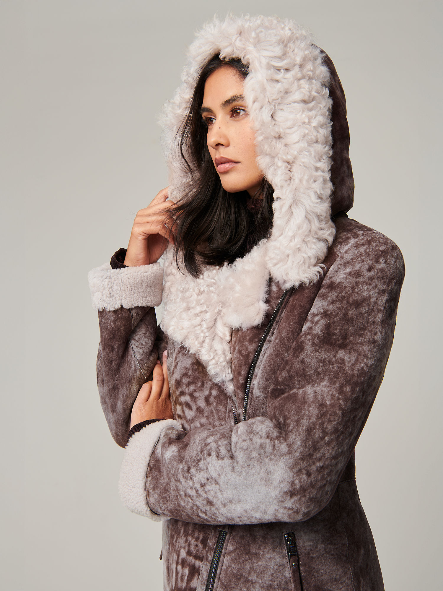 Galina Hooded Sheepskin Coat - XNAUWBI