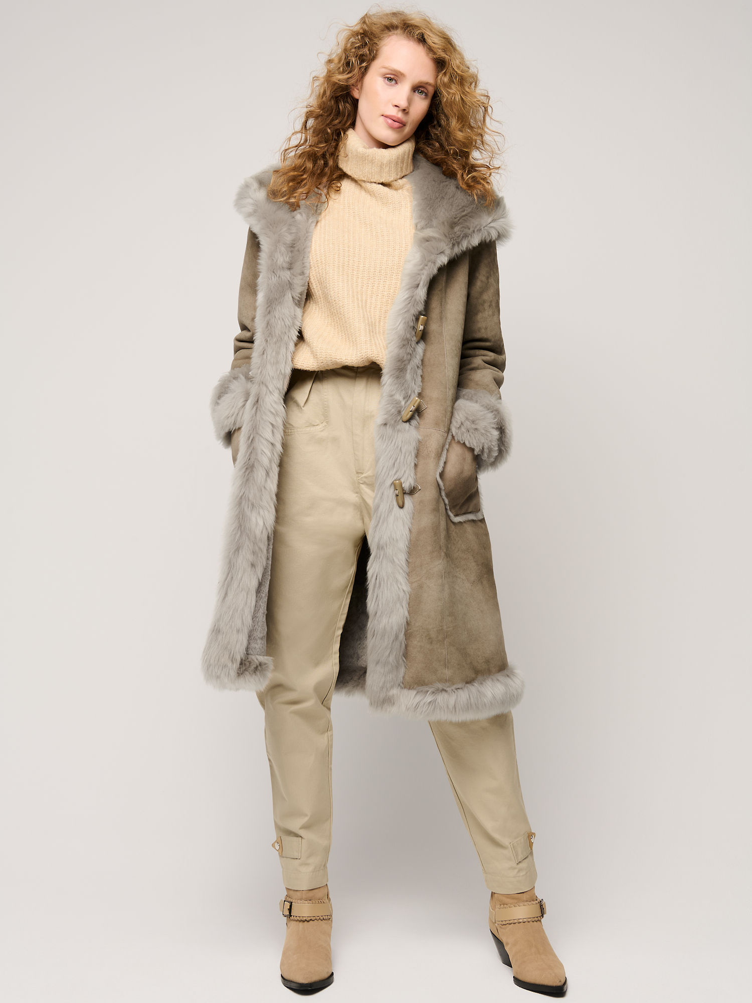 Klondike Hooded Sheepskin Coat - XNAUWBI