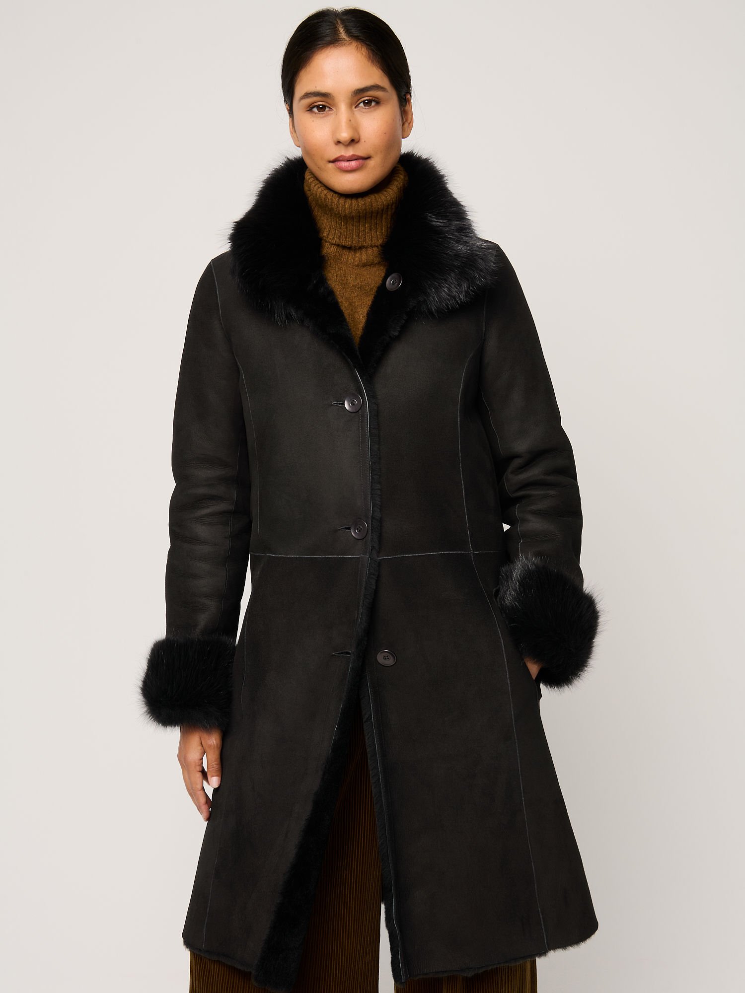 Leticia Black Reversible Sheepskin Coat - XNAUWBI