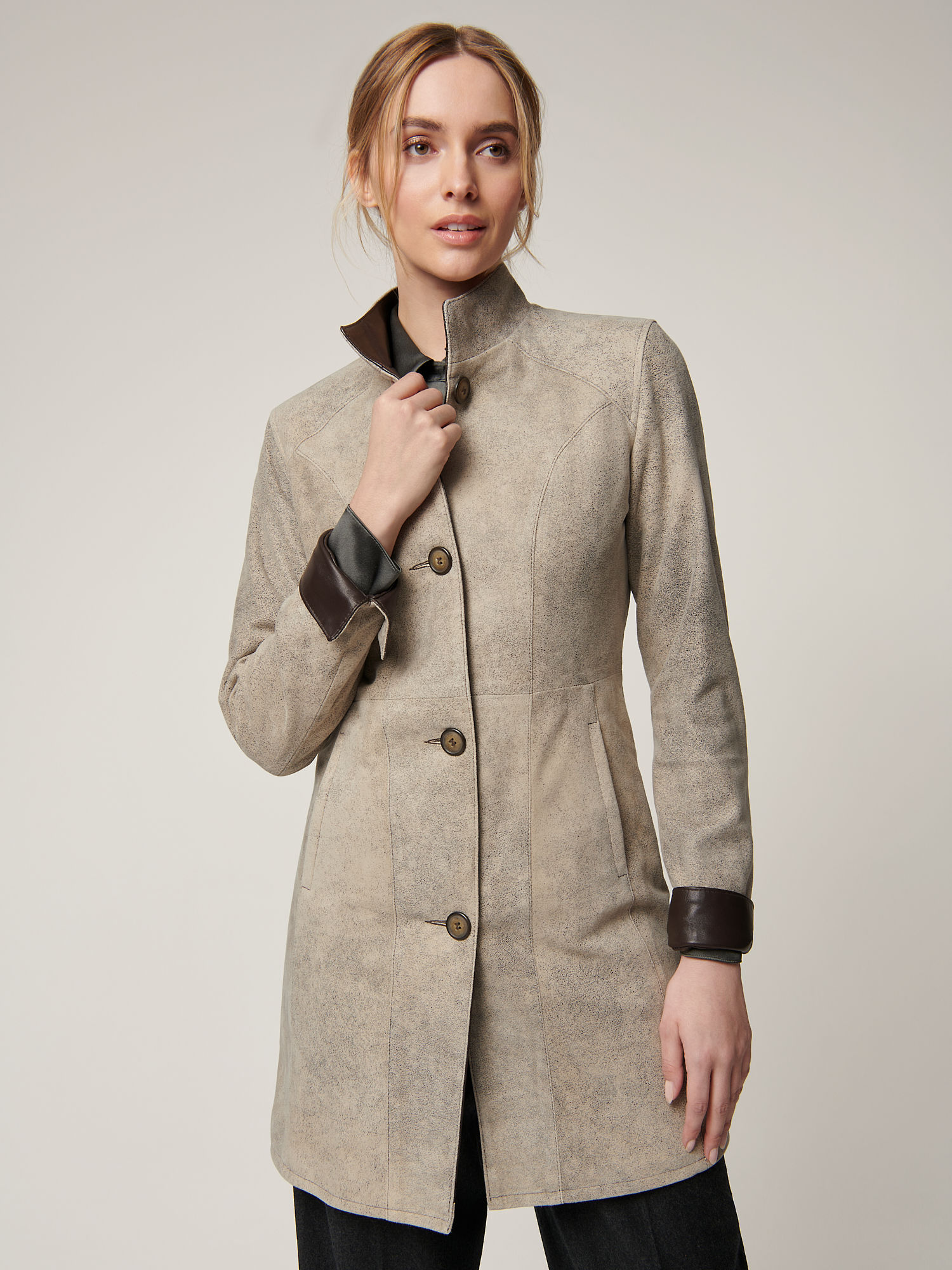 Gwyneth Distressed Leather Coat - XNAUWBI