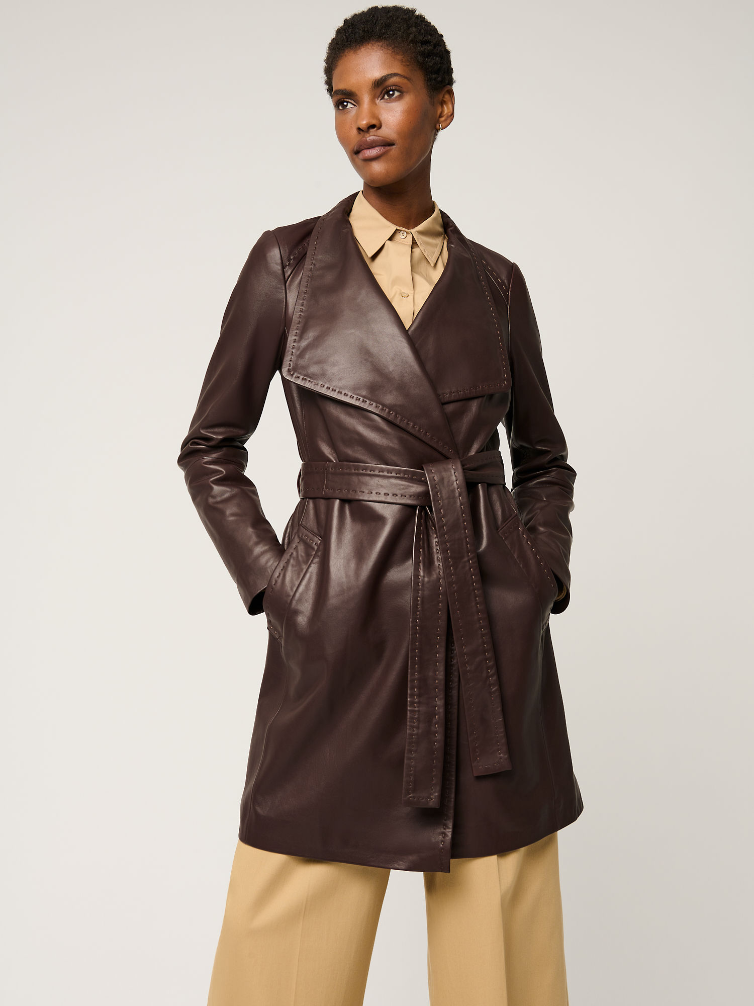 Erin Leather Trench Coat - XNAUWBI