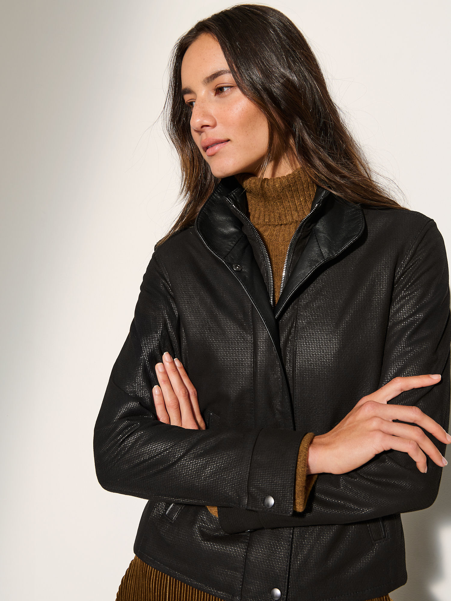 Jenna Embossed Leather Jacket - XNAUWBI