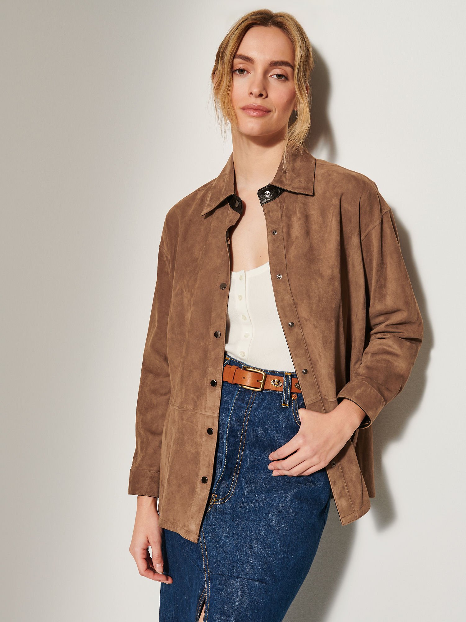 Tara Reversible Suede Leather Shirt Jacket - XNAUWBI