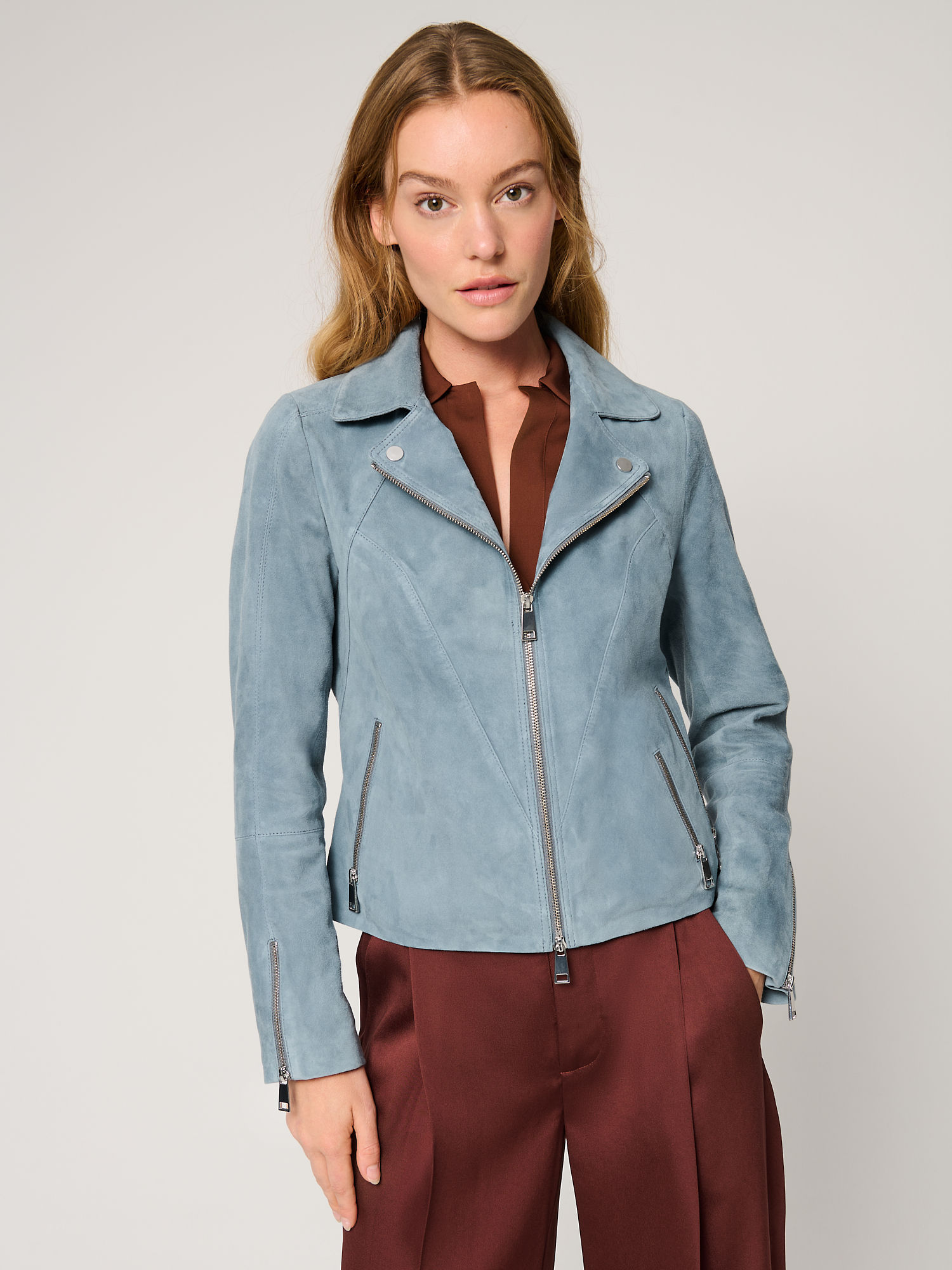 Izzy Suede Leather Moto Jacket - XNAUWBI